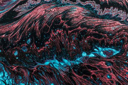 pattern red and blue fluid abstract painting ornament