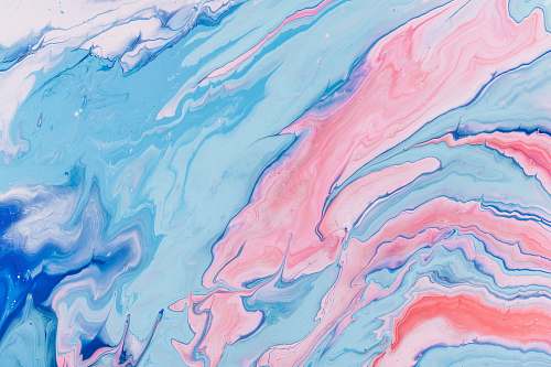 painting teal and red fluid abstract painting art