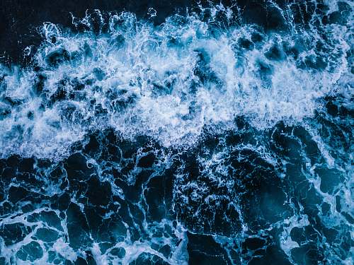 blue aerial view of white wash water