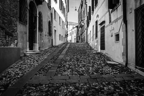 path cobblestone empty street walkway