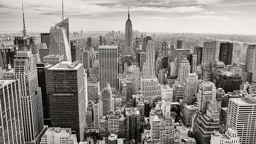 city grayscale photography of New York city skyscraper