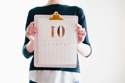 calendar person holding calendar at January woman
