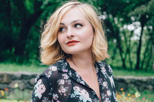 girl woman wearing black pink floral top human