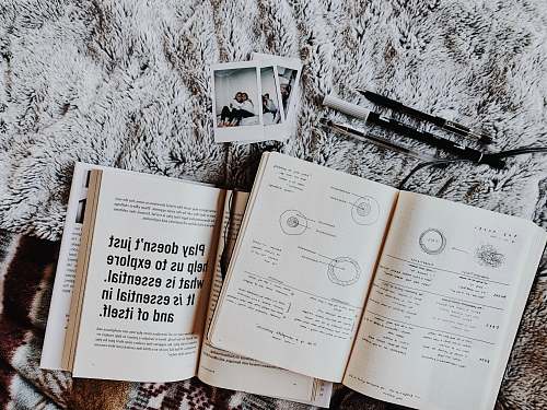 page white and black book opened text