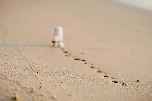 sand Stormtrooper with footprints on sand path