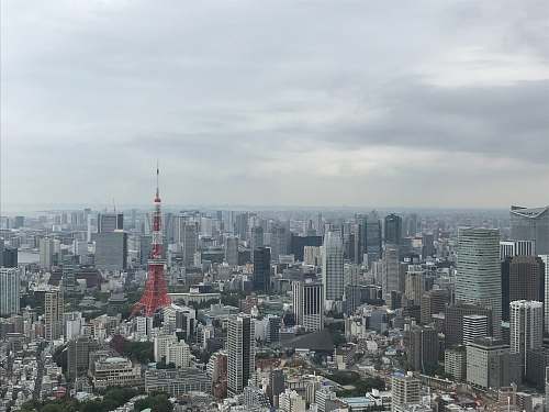 city aerial photo of city buildings grey