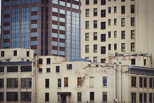 city aerial photo of concrete buildings urban