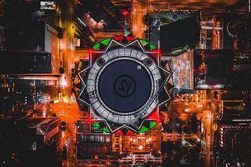 city aerial photography of city lighting