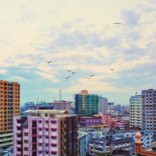 town aerial photography of high-rise building urban
