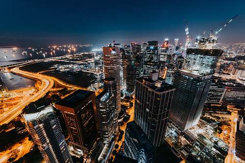 city bird's eye and timelapse photography of city skyline urban