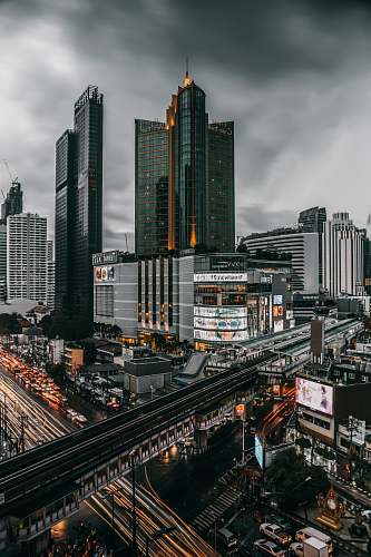 city black and gray computer tower town