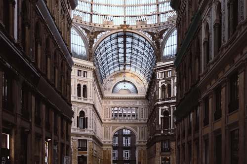 architecture building interior with clear glass ceiling window