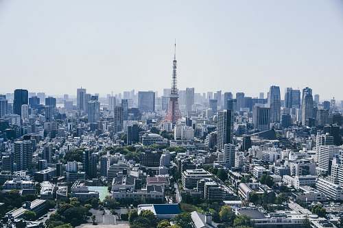 city cityscape under blue sky town