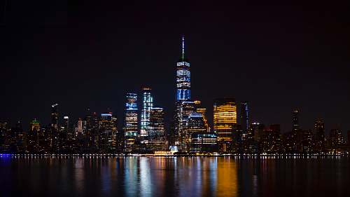 city cityscape with lights at night town