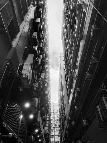 city greyscale photo of building black-and-white