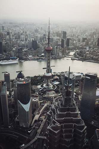 city Oriental Pearl tower, Shanghai China architecture