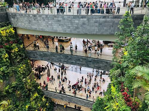 city people inside building downtown
