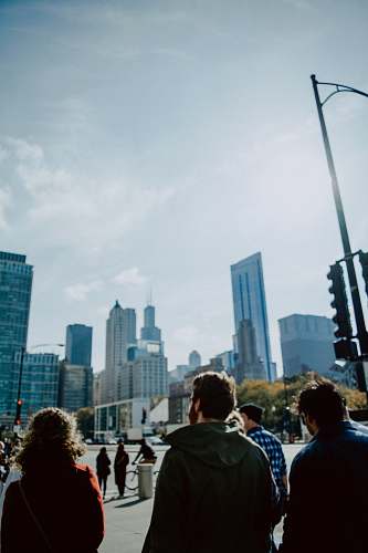 human people near traffic lights person