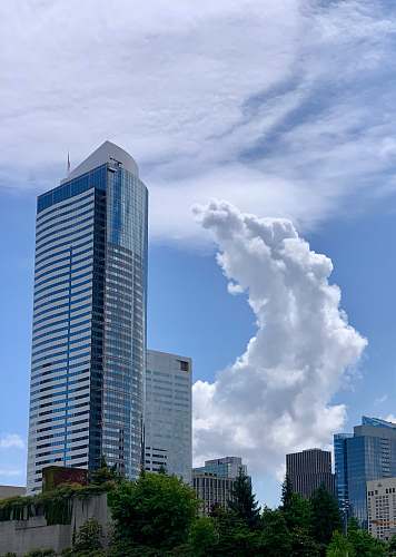 city photo of gray and blue building town