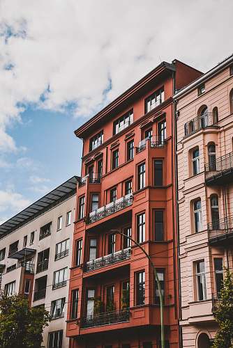city red high rise building town