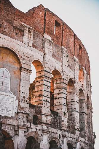 ruins view of Colosseum at Rome Italy architecture