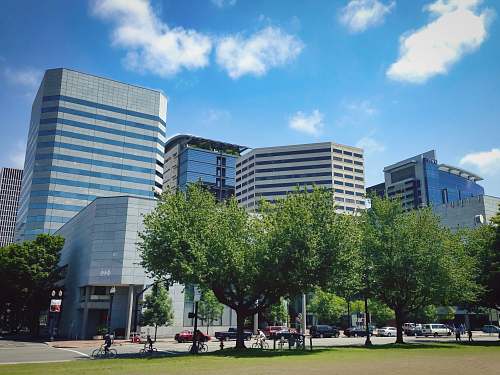 city view of commercial buildings urban
