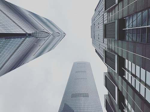 grey worm's-eye view photography of buildings architecture