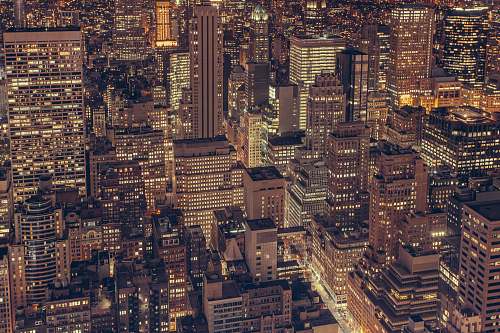 building aerial photography of city buildings with lights city