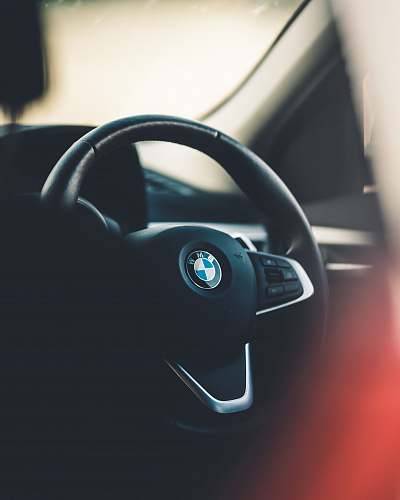 interior black BMW steering wheel auto