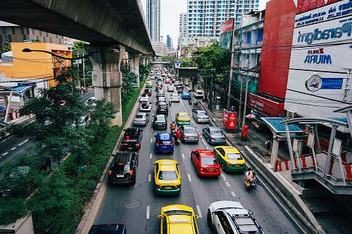 bangkok road with assorted cars transportation