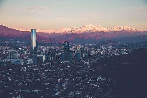 landscape birds eye view of city during sun rise chile