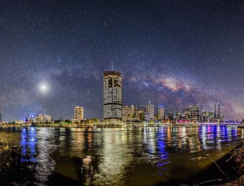australia city skyline at nighttime river