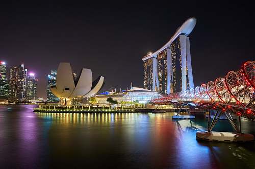 water Marina Bay Sands and Hilex bridge, Singapore waterfront