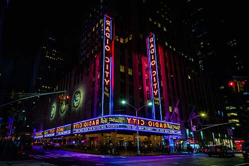 building Radio City building during night metropolis