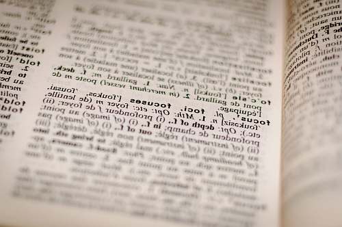 book focus dictionary index page text