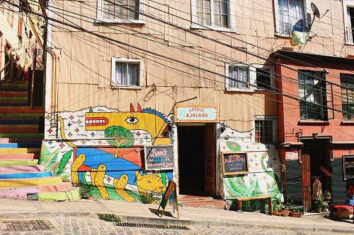 wall brown wooden house art