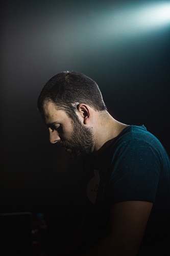 person man wearing blue T-shirt face