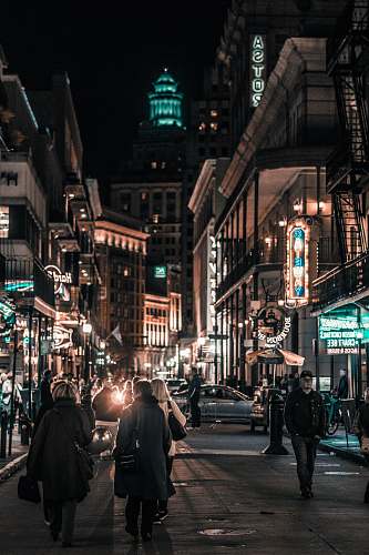 person people on road at night pedestrian