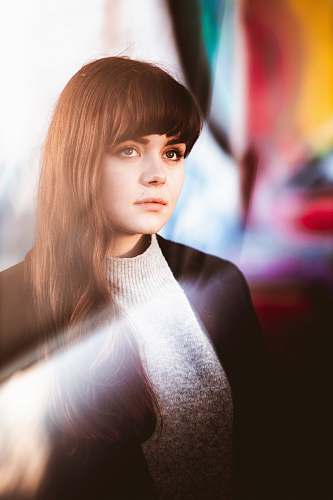 person woman in black jacket female