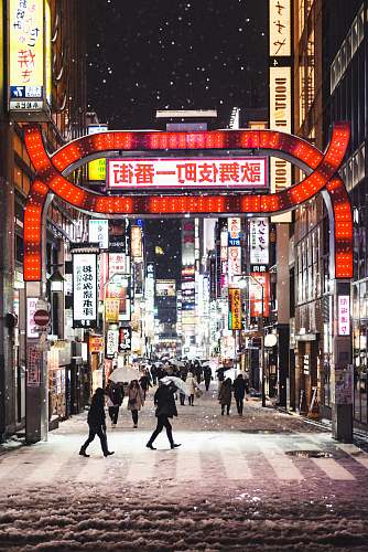 city people walking on streets at night kabukicho