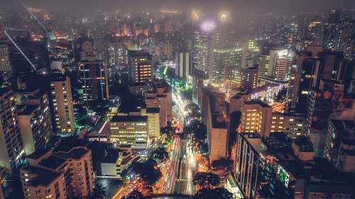 nature aerial photography of city during nighttime outdoors
