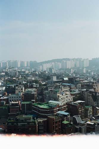 outdoors high-angle photo of city buildings landscape