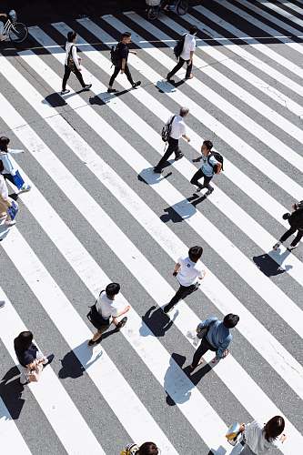 japan crowding people crossing on pedestrian lane traffic