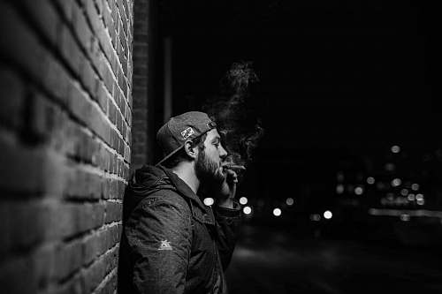 black-and-white grayscale photography of man face