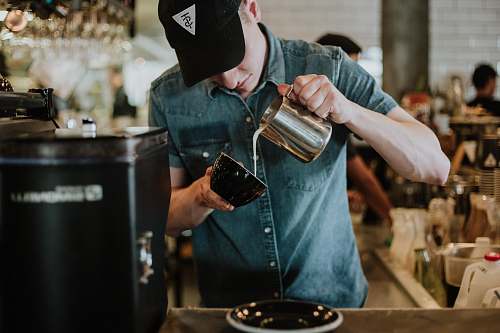 people man making a coffee latte human