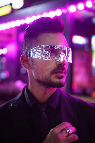 human man wearing black top light