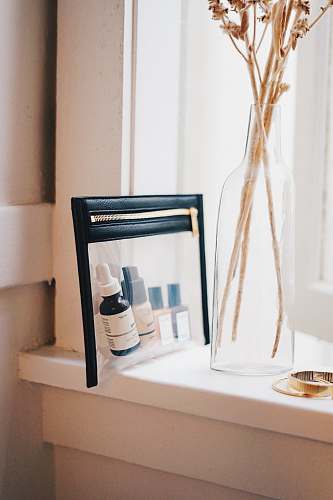 furniture pack of body cares on window shelf