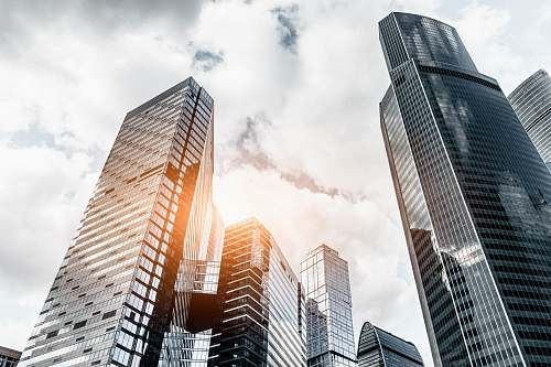 city worm's-eye view of tower buildings building