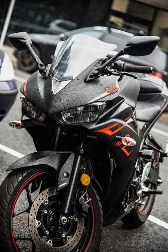 transportation parked black sports bike motorcycle
