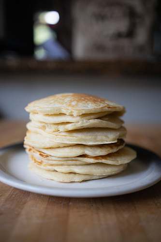 food stack of pancakes on plate bread